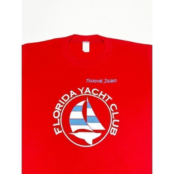 Vintage Florida Yacht Club T-Shirt XL Red Sailing Boat Ocean Single Stitch - Picture 1 of 8